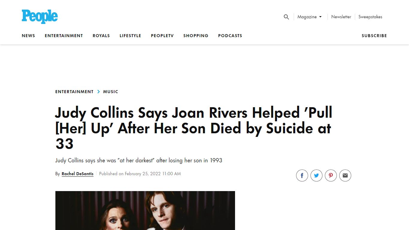 Judy Collins Says Joan Rivers Helped Her After Her Son Died by Suicide