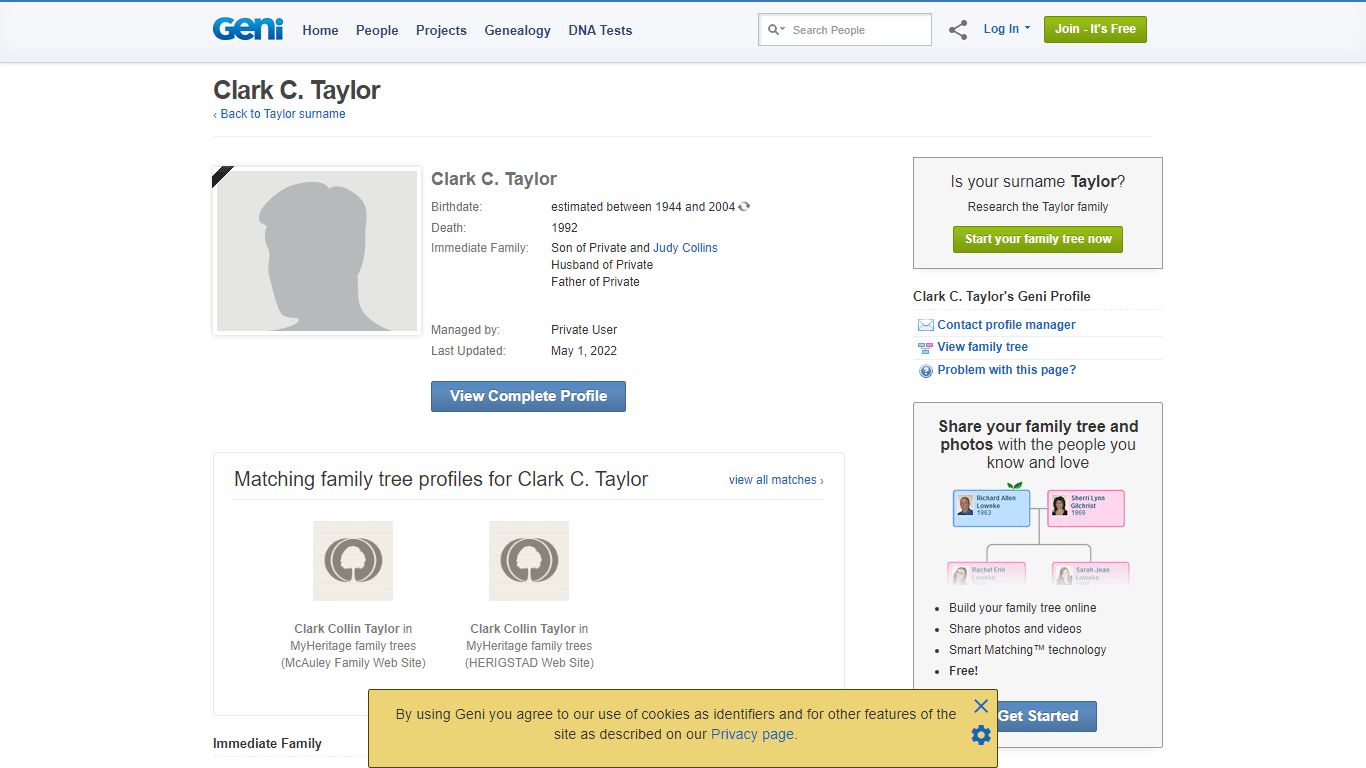 Clark C. Taylor (b. - 1992) - Genealogy - geni family tree