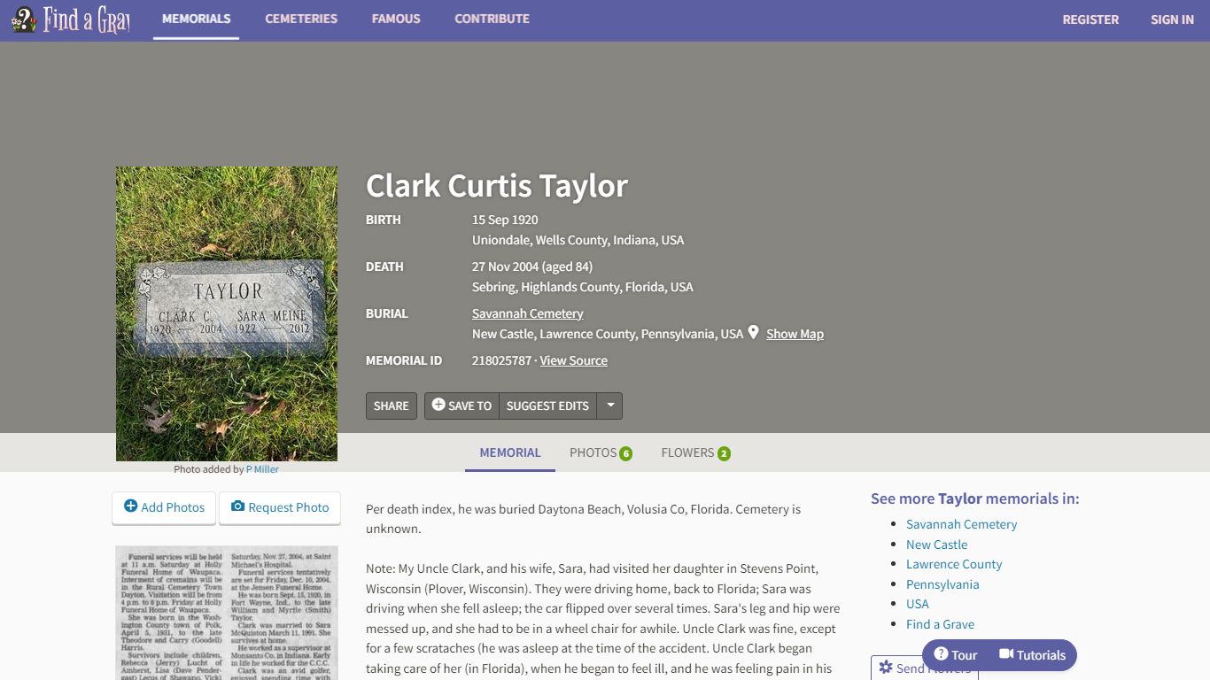 Clark C Taylor (1920-2004) - Find A Grave Memorial