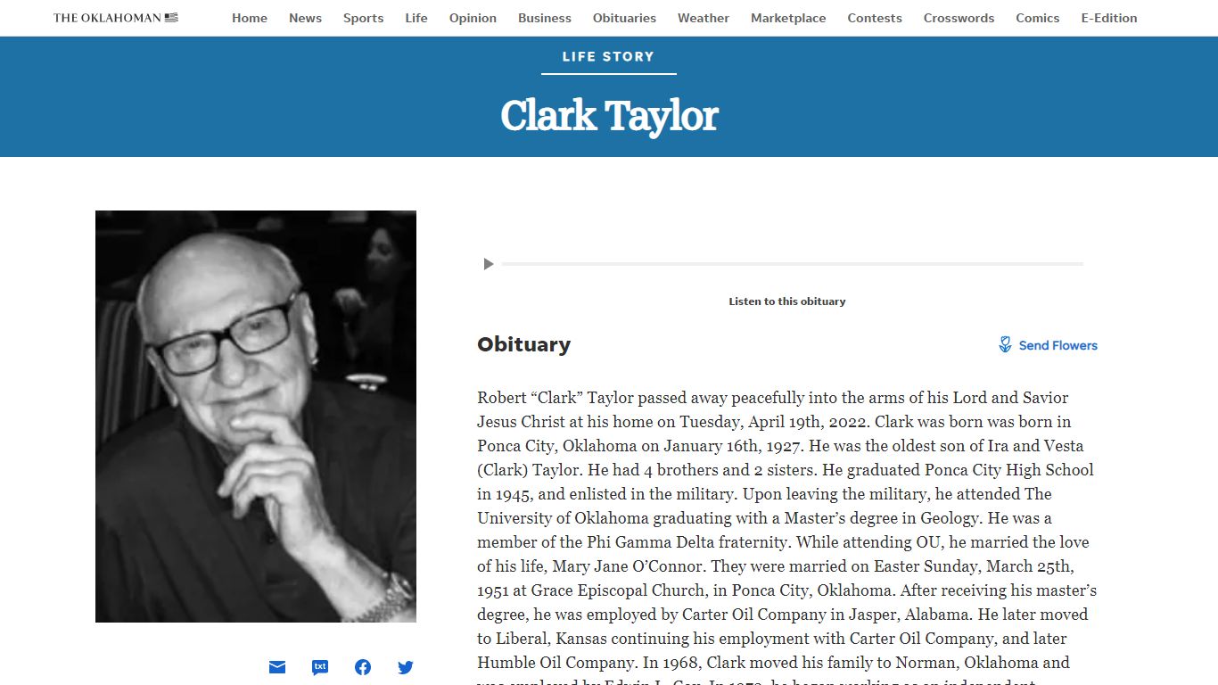 Clark Taylor Obituary - Oklahoman